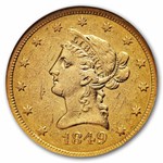 1849 $10 Liberty Gold Eagle AU-53 NGC (SS Republic)