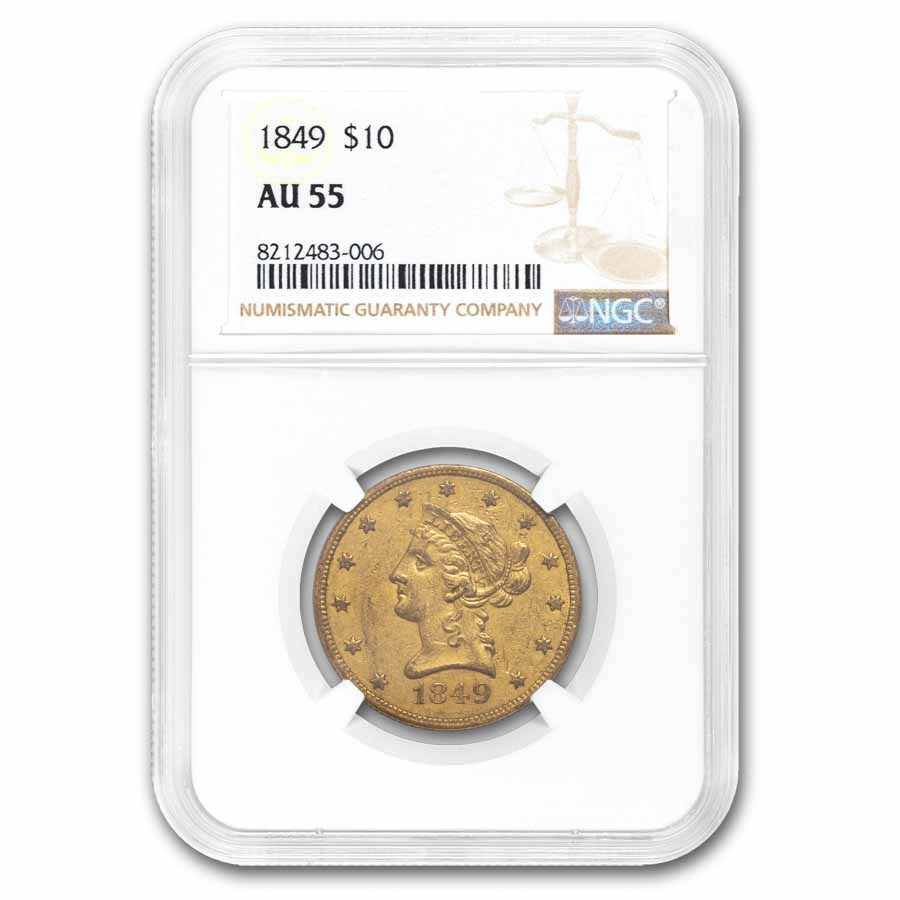 1849 $10 Liberty Gold Eagle AU-55 NGC