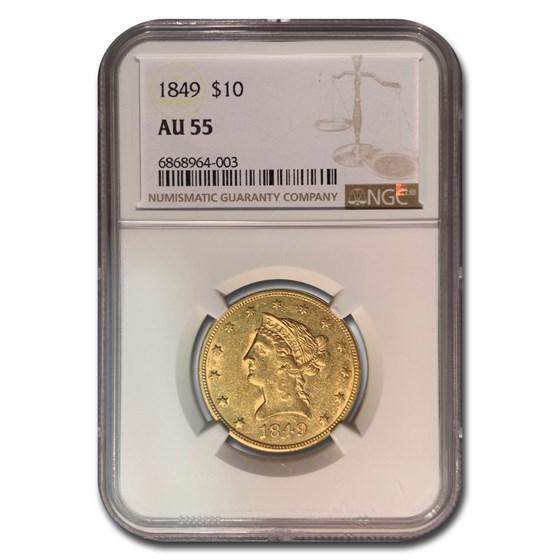 1849 $10 Liberty Gold Eagle AU-55 NGC