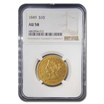 1849 $10 Liberty Gold Eagle AU-58 NGC