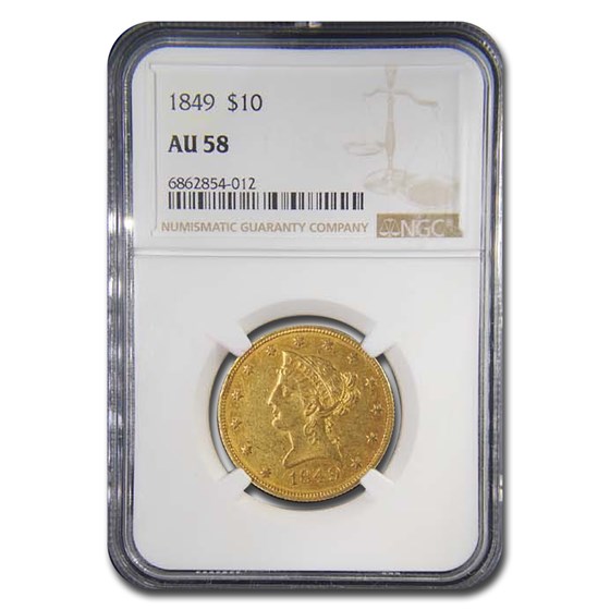 1849 $10 Liberty Gold Eagle AU-58 NGC 1849 $10 Liberty Gold Eagle AU-58 NGC