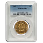 1849 $10 Liberty Gold Eagle MS-61 PCGS