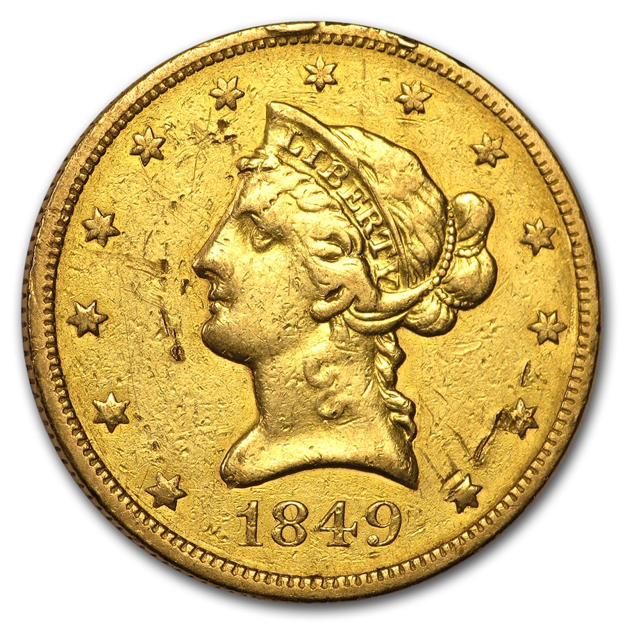 1849 $10 Liberty Gold Eagle VF Details (Cleaned)