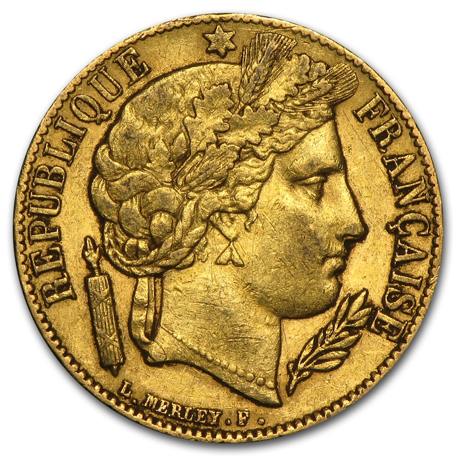 1849-1851 France Gold 20 Francs Early Head Ceres Avg Circ