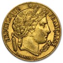 1849-1851 France Gold 20 Francs Early Head Ceres Avg Circ