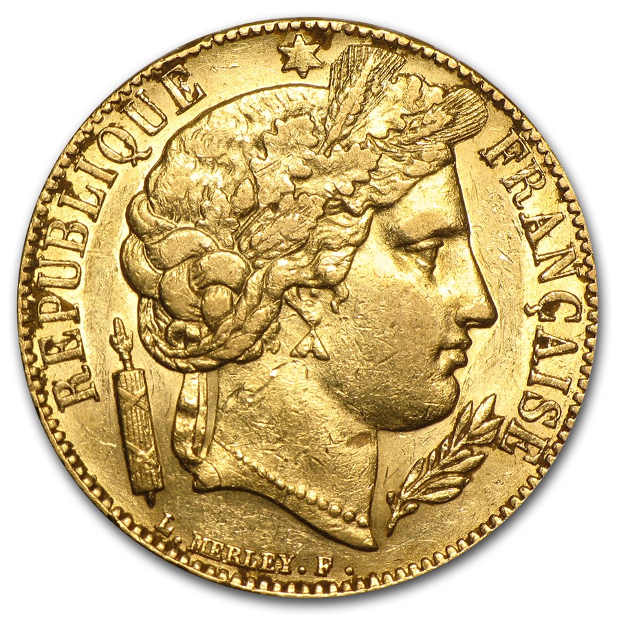 1849-1851 France Gold 20 Francs Early Head Ceres (XF)