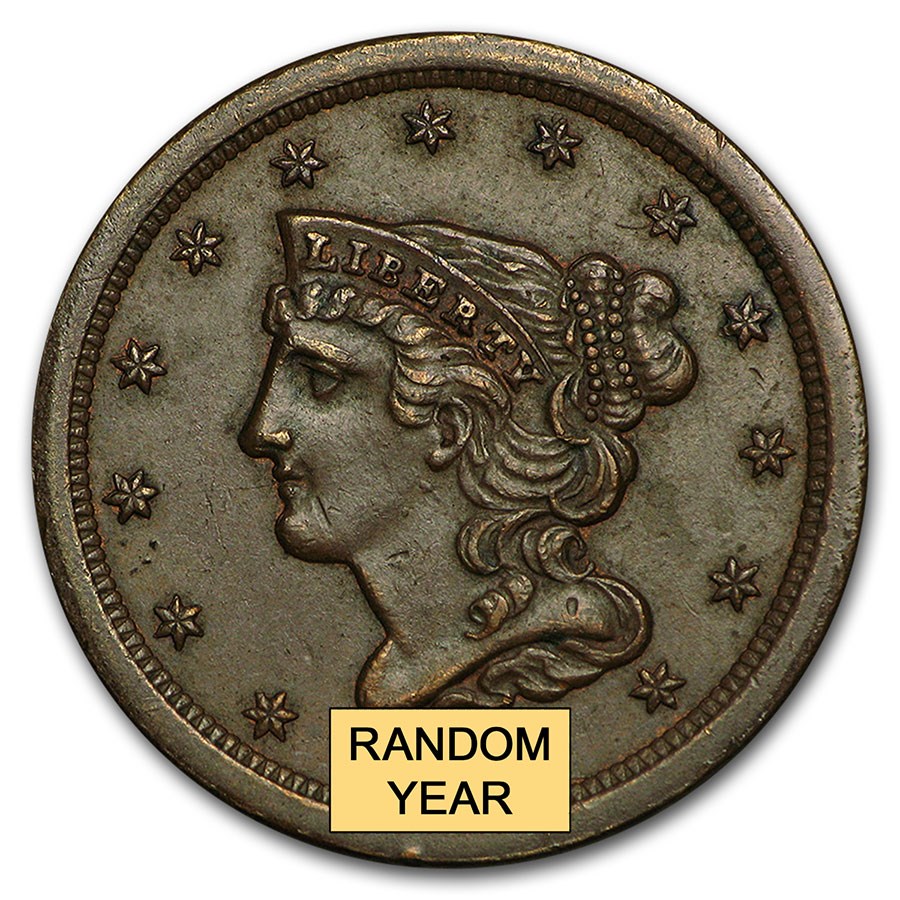 1849-1857 Braided Hair Half Cent AU