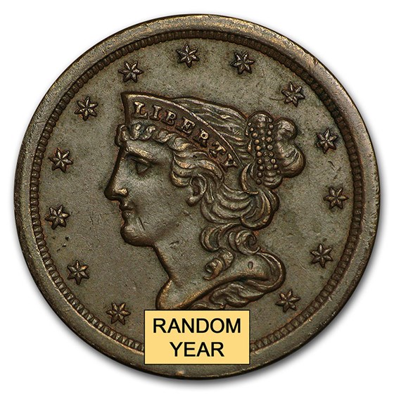 1849-1857 Braided Hair Half Cent AU 1849-1857 Braided Hair Half Cent AU