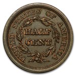 1849-1857 Braided Hair Half Cent AU