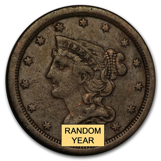 1849-1857 Braided Hair Half Cent VG-VF 1849-1857 Braided Hair Half Cent VG-VF