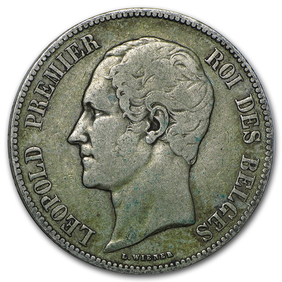 1849-1865 Belgium 5 Francs Leopold I Avg Circ