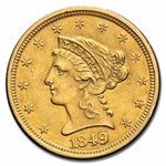 1849 $2.50 Liberty Gold Quarter Eagle AU Details (Cleaned)