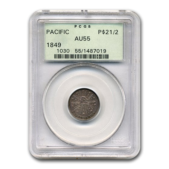 1849 $2.50 Pacific Company Quarter Eagle AU-55 PCGS (California) 1849 $2.50 Pacific Company Quarter Eagle AU-55 PCGS (California)