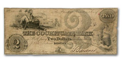 1849 $2 The Cochituate Bank of Boston, MA MA-130 VF 1849 $2 The Cochituate Bank of Boston, MA MA-130 VF