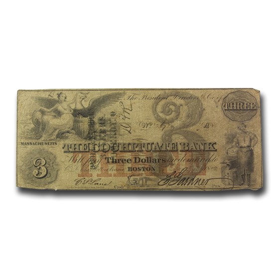 1849 $3 The Cochituate Bank of Boston, MA MA-130 VG 1849 $3 The Cochituate Bank of Boston, MA MA-130 VG