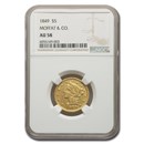 1849 $5 Moffat & Co. Liberty Gold Half Eagle AU-58 NGC 1849 $5 Moffat & Co. Liberty Gold Half Eagle AU-58 NGC