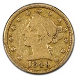 1849 $5 Moffat & Co. Liberty Gold Half Eagle VG-8 PCGS CAC