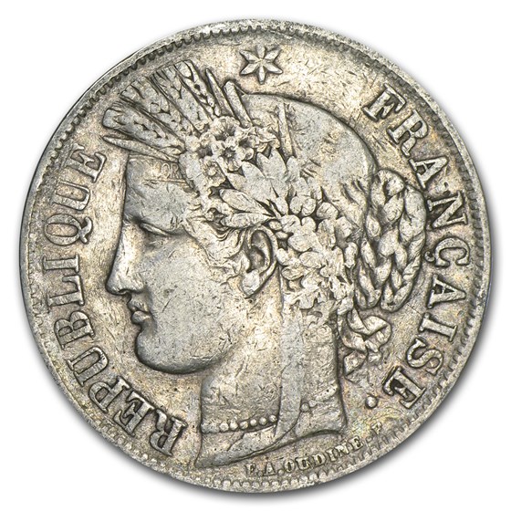 1849-BB France Silver 5 Francs VF Details 1849-BB France Silver 5 Francs VF Details