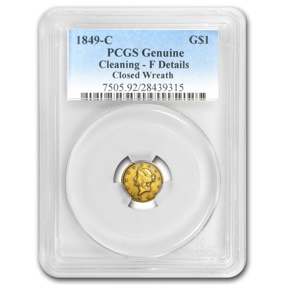 1849-C $1 Liberty Head Gold Closed Wreath Fine Details PCGS 1849-C $1 Liberty Head Gold Closed Wreath Fine Details PCGS
