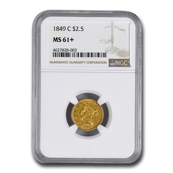 1849-C $2.50 Liberty Gold Quarter Eagle MS-61+ NGC 1849-C $2.50 Liberty Gold Quarter Eagle MS-61+ NGC