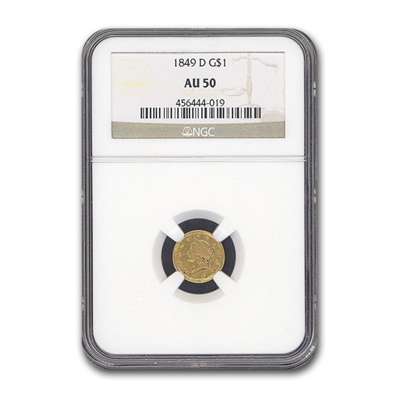 1849-D $1 Liberty Head Gold Dollar AU-50 NGC 1849-D $1 Liberty Head Gold Dollar AU-50 NGC