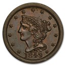 1849 Half Cent Large Date AU