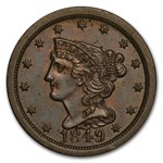 1849 Half Cent Large Date AU