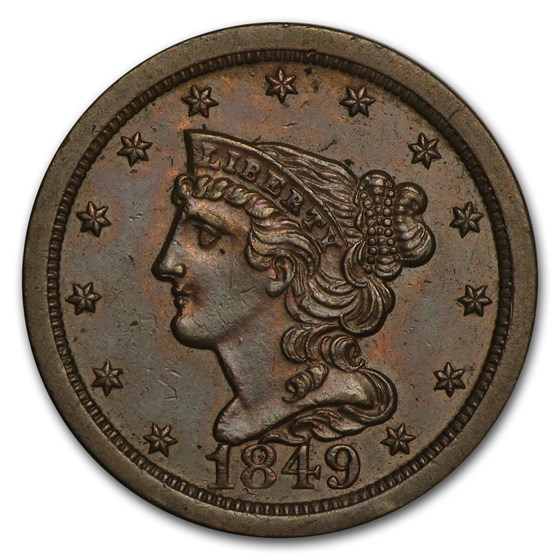 1849 Half Cent Large Date AU 1849 Half Cent Large Date AU