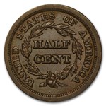 1849 Half Cent Large Date AU