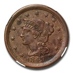 1849 Large Cent AU-58 NGC (Brown)