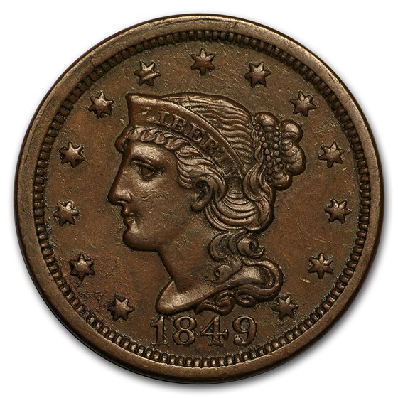 1849 Large Cent AU 1849 Large Cent AU