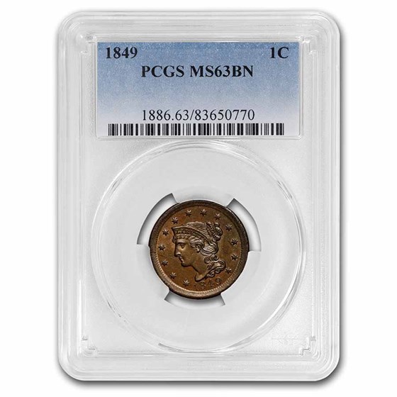 1849 Large Cent MS-63 PCGS (Brown) 1849 Large Cent MS-63 PCGS (Brown)