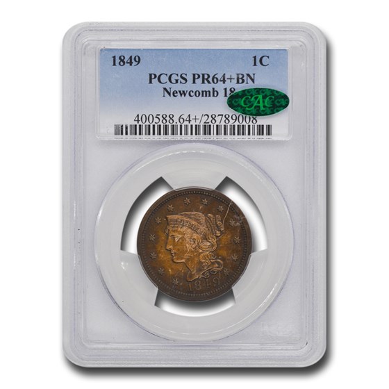 1849 Large Cent PR-64+ PCGS CAC (Brown, Newcomb 18) 1849 Large Cent PR-64+ PCGS CAC (Brown, Newcomb 18)