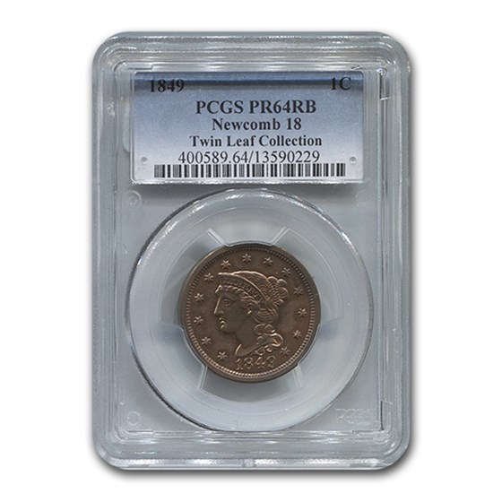 1849 Large Cent PR-64 PCGS (Red/Brown, Newcomb 18) 1849 Large Cent PR-64 PCGS (Red/Brown, Newcomb 18)