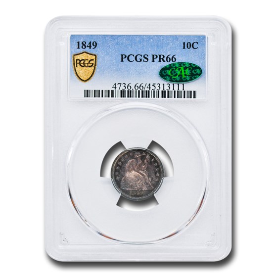 1849 Liberty Seated Dime PR-66 PCGS CAC 1849 Liberty Seated Dime PR-66 PCGS CAC