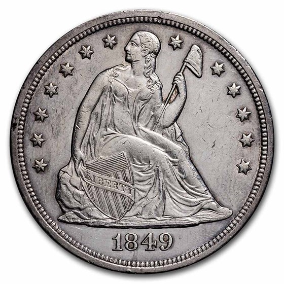 1849 Liberty Seated Dollar AU-55 Details (Cleaned) 1849 Liberty Seated Dollar AU-55 Details (Cleaned)