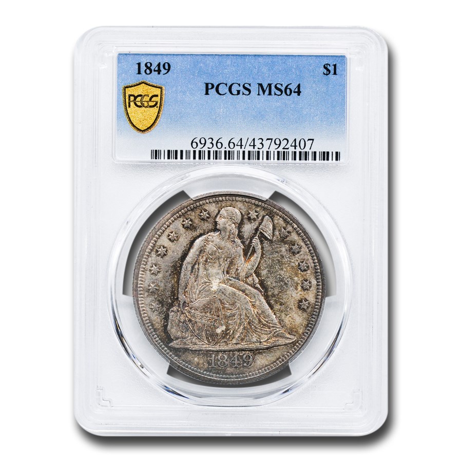 1849 Liberty Seated Dollar MS-64 PCGS