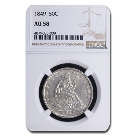 1849 Liberty Seated Half Dollar AU-58 NGC 1849 Liberty Seated Half Dollar AU-58 NGC