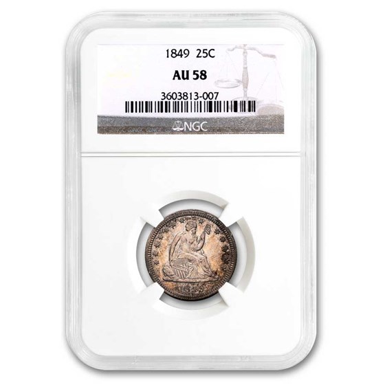 1849 Liberty Seated Quarter AU-58 NGC 1849 Liberty Seated Quarter AU-58 NGC