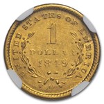 1849-O $1 Liberty Head Gold AU-58 NGC