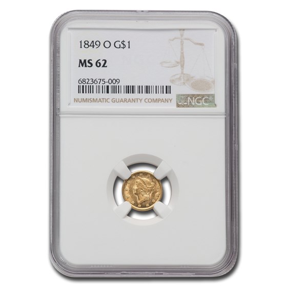 1849-O $1 Liberty Head Gold MS-62 NGC