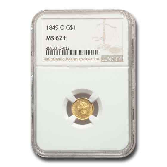 1849-O $1 Liberty Head Gold MS-62+ NGC 1849-O $1 Liberty Head Gold MS-62+ NGC