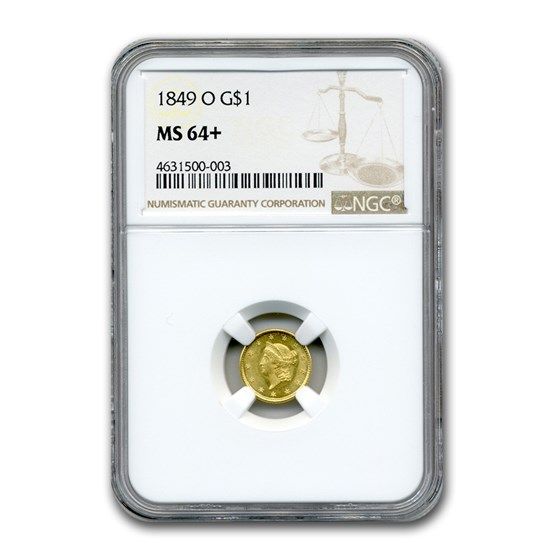 1849-O $1 Liberty Head Gold MS-64+ NGC 1849-O $1 Liberty Head Gold MS-64+ NGC