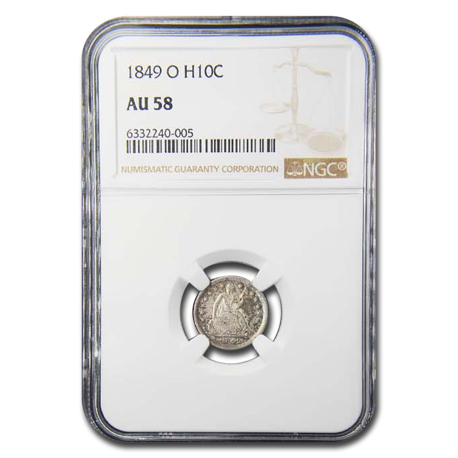 1849-O Liberty Seated Half Dime AU-58 NGC