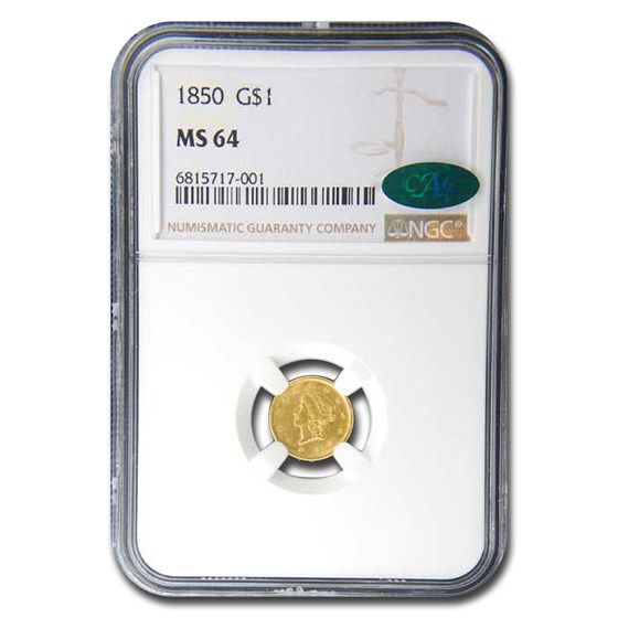 1850 $1 Indian Head Gold MS-64 NGC CAC 1850 $1 Indian Head Gold MS-64 NGC CAC