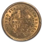 1850 $1 Liberty Head Gold AU-58+ PCGS