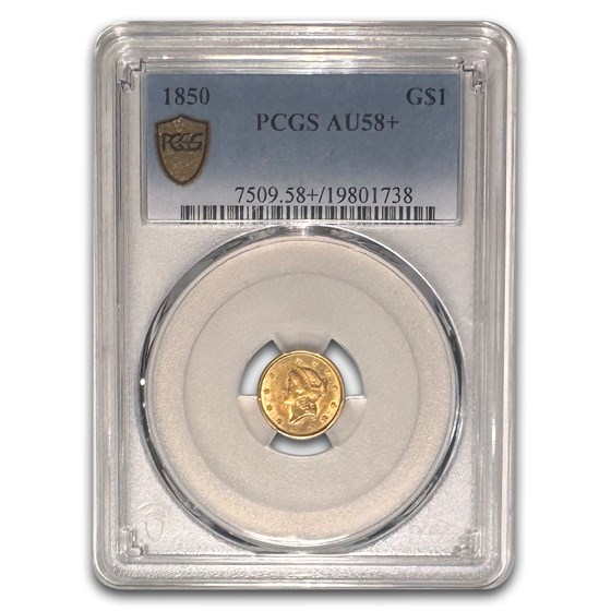 1850 $1 Liberty Head Gold AU-58+ PCGS