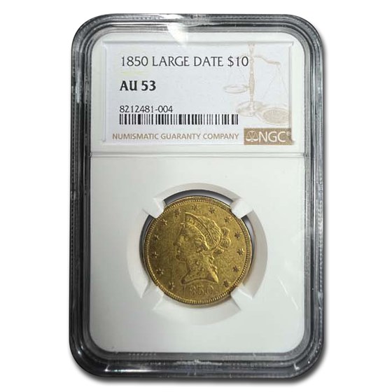 1850 $10 Liberty Gold Eagle AU-53 NGC (Large Date) 1850 $10 Liberty Gold Eagle AU-53 NGC (Large Date)