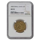 1850 $10 Liberty Gold Eagle AU-53 NGC (Small Date)