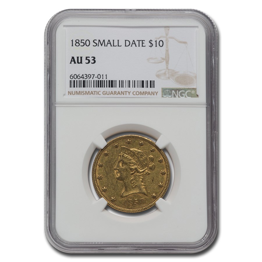 1850 $10 Liberty Gold Eagle AU-53 NGC (Small Date)
